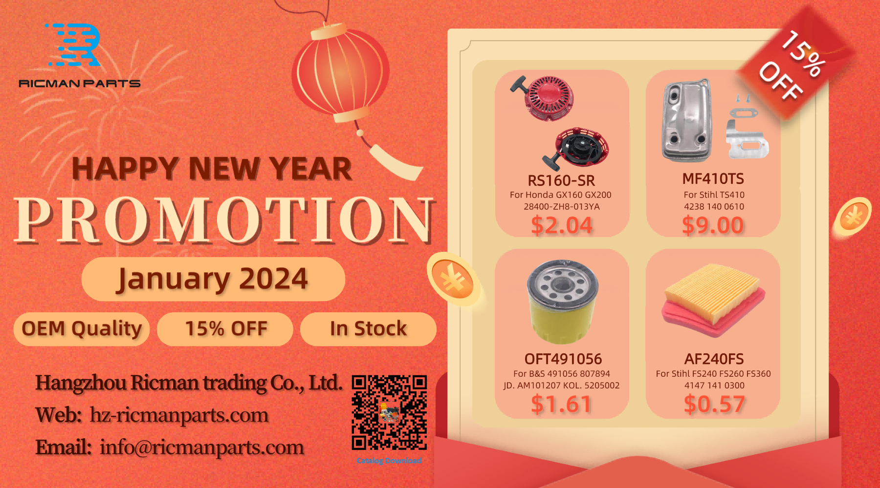 Ricmanparts Wishes All Customers a Happy New Year 2024！